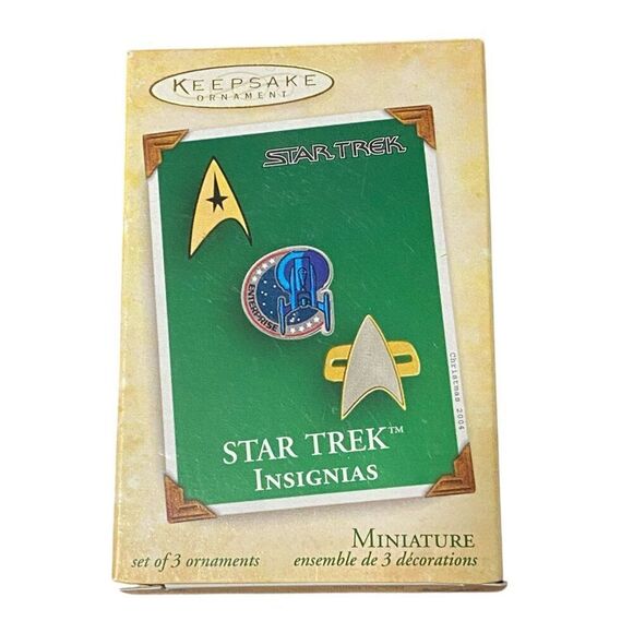 Star Trek Insignias Mini Set of 3 Hallmark Ornament 2004 - Picture 1 of 3